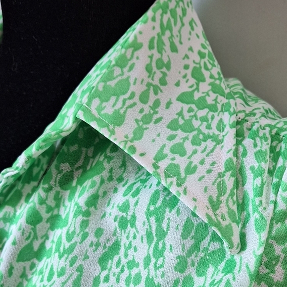 Vintage 70s Green Op Art Dress Set Medium - Picture 4 of 7